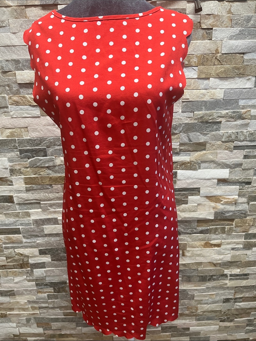 Red Polka Dot Sleeveless Midi Dress
